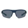 POLAROID PLD7048SZX9G6 Unisex Rechteck-Sonnenbrille - Schwarzer Rahmen, grau-grüne polarisierte Gläser, 65 mm