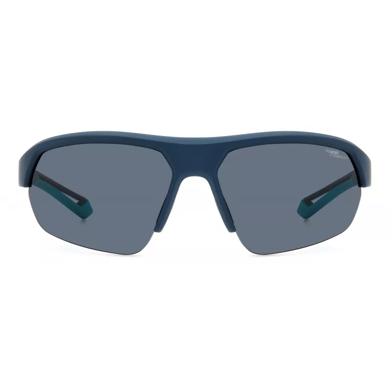 POLAROID PLD7048SZX9G6 Unisex Rechteck-Sonnenbrille - Schwarzer Rahmen, grau-grüne polarisierte Gläser, 65 mm