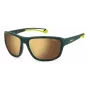 Polaroid PLD7049SGP7 Unisex Rechteck-Sonnenbrille - Schwarzer Rahmen, graue polarisierte Gläser, 62 mm