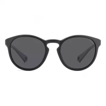 Polaroid PLD7050S003 Unisex Rechteck-Sonnenbrille - Schwarzer Rahmen, graue polarisierte Gläser