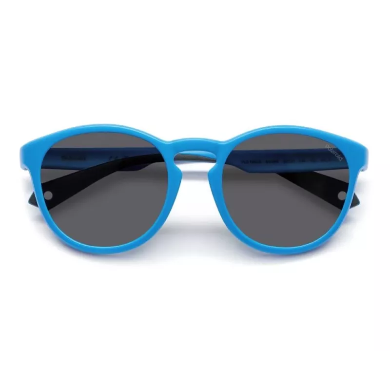 POLAROID PLD7050SMVU Unisex Square Sunglasses - Matte Black Frame, Grey Polarized Lens, 52mm