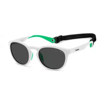 POLAROID PLD7050SVK6 Unisex Rechteck-Sonnenbrille - Schwarzer Rahmen, graue polarisierte Gläser, 52 mm