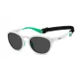 POLAROID PLD7050SVK6 Unisex Rechteck-Sonnenbrille - Schwarzer Rahmen, graue polarisierte Gläser, 52 mm
