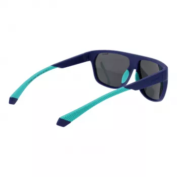 Polaroid PLD7053S60FLL Herren-Rechteck-Sonnenbrille - Schwarz/Grauer Rahmen - Polarisierte graue Gläser - 60/12/140 mm