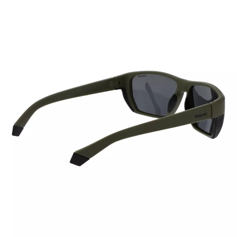 POLAROID PLD7057S60DLD Herren-Rechteck-Sonnenbrille - Dunkelgrauer Rahmen, Graue polarisierte Gläser