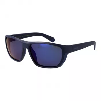 Polaroid PLD7057S60FLL Herren Rechteckige Polarisierte Sonnenbrille - Schwarzer Rahmen Graue Gläser