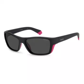 POLAROID SPORT MAN Sonnenbrille PLD7046S3MR Rechteckig Sport Wrap Schwarzer Rahmen Graue Polarisierte Gläser 57-17-135 mm