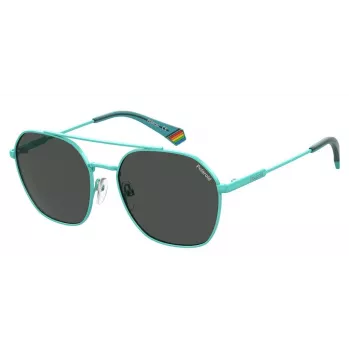 POLAROID Unisex PLD6172S5CB Pilot Sonnenbrille - Schwarzer Rahmen, graue polarisierte Gläser, 57 mm