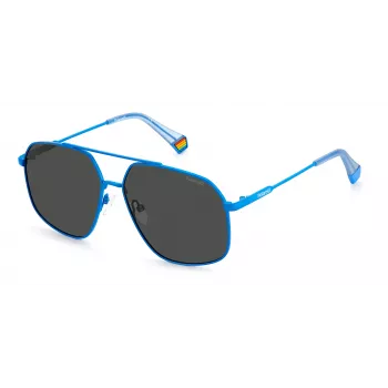 POLAROID Unisex PLD6173SMVUM9 Sonnenbrille - Schwarzer Rahmen, Graue polarisierte Gläser, 58 mm