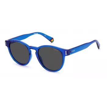 POLAROID Unisex PLD6175SPJPC3 Rechteckige Sonnenbrille - Schwarzer Rahmen, graue polarisierte Gläser, 51 mm