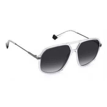 POLAROID Unisex PLD6182S900WJ Rechteckige Polarisierte Sonnenbrille - Schwarzer Rahmen Graue Gläser 59mm