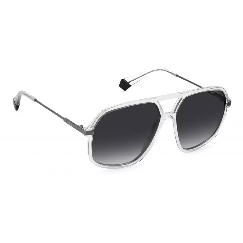 POLAROID Unisex PLD6182S900WJ Rechteckige Polarisierte Sonnenbrille - Schwarzer Rahmen Graue Gläser 59mm