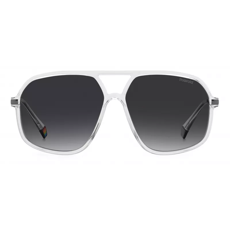 POLAROID Unisex PLD6182S900WJ Rechteckige Polarisierte Sonnenbrille - Schwarzer Rahmen Graue Gläser 59mm