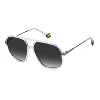 POLAROID Unisex PLD6182S900WJ Rechteckige Polarisierte Sonnenbrille - Schwarzer Rahmen Graue Gläser 59mm