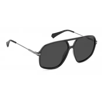 POLAROID Unisex PLD6182SKB7M9 Rechteckige Sonnenbrille Schwarz/Grau 59mm