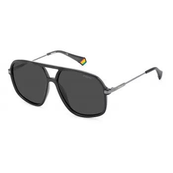 POLAROID Unisex PLD6182SKB7M9 Rechteckige Sonnenbrille Schwarz/Grau 59mm