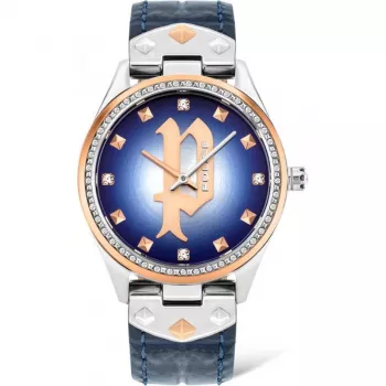 POLICE Masterpiece Damenuhr Quarz PL16029MSTR03 36mm blaues Zifferblatt silbernes Edelstahl-Meshband