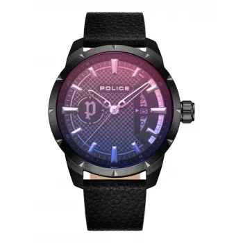 Police Herren Blaze Quarz Analoguhr PEWJB2226901 45mm Schwarz Edelstahl und Leder