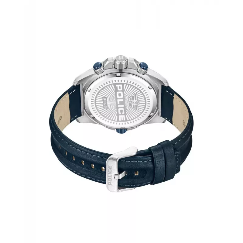 POLICE Herren PEWJF0022503 Quarz Analog Uhr 46mm Edelstahl Schwarzes Lederarmband