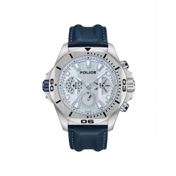 POLICE Herren PEWJF0022503 Quarz Analog Uhr 46mm Edelstahl Schwarzes Lederarmband