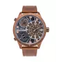 POLICE Herren PL15662XSQR1 Chronograph Quarz Uhr, 52mm Edelstahlgehäuse, schwarzes Zifferblatt und Lederarmband