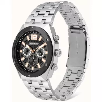 POLICE Herren Quarz Analog Uhr P15995JSTU61M 46mm Edelstahl Gunmetal Grau