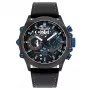 POLICE Herren Quarz Analog Uhr PL16018JSU02 48mm Blaues Zifferblatt Lederarmband
