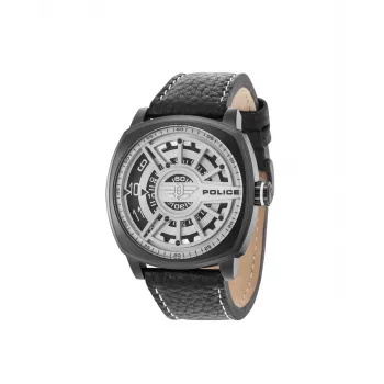Police Herren Quarz Analog Uhr R1451290002 - 49mm Edelstahlgehäuse, schwarzes Lederarmband