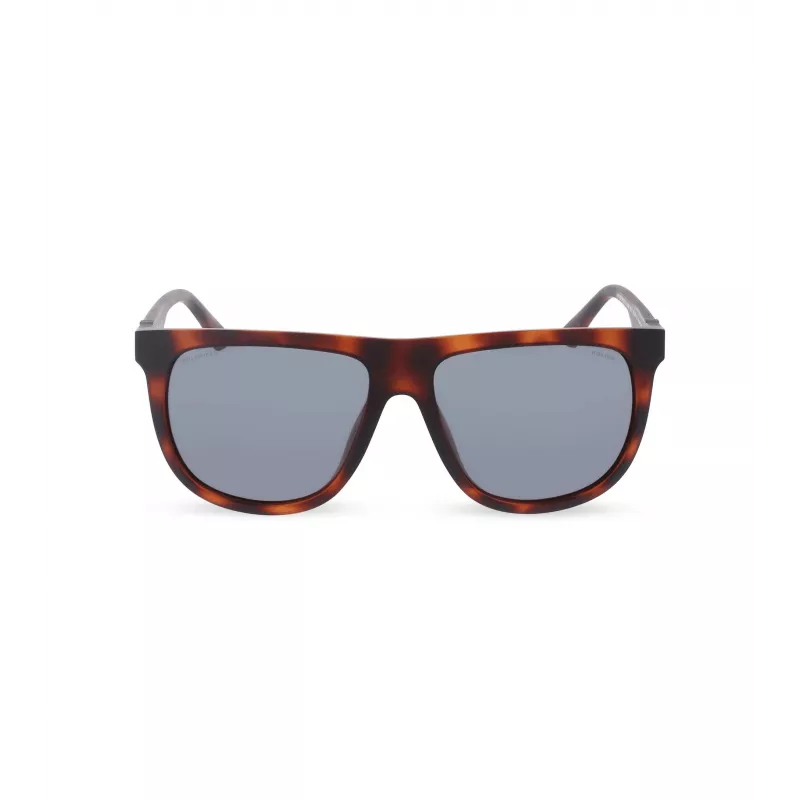 POLICE Herren SPLN33V59878P Rechteckige Polarisierte Sonnenbrille - Havanna Acetatrahmen, Braune Gläser, 59mm