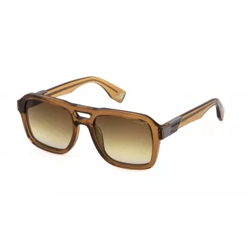 Police Herren-Sonnenbrille SPLN65V - Eckiges, mattschwarzes Gestell, graue Gläser, 55 mm