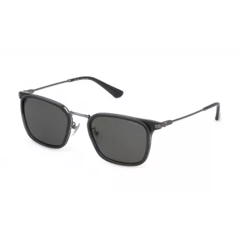 POLICE Herren SPLP27 Pilot-Sonnenbrille, Gunmetal Rahmen, Graue Polarized Gläser, 54mm SPLP27-54509P