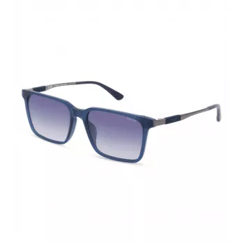 POLICE Herren-Sonnenbrille SPLP31-5603LM - Eckiger Acetatrahmen, graue Polycarbonatgläser, UV400-Schutz, 56/17/145 mm