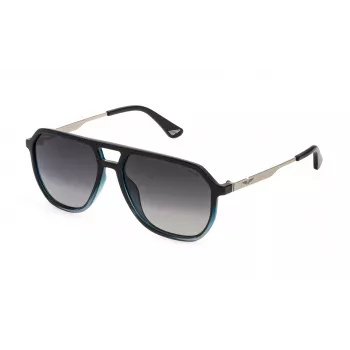 POLICE Herren SPLQ81E576PEP Eckige Acetat-Sonnenbrille, Havana-Rahmen, Braune Gläser, 57-16-145 mm