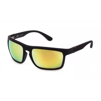 POLICE Herren-Sonnenbrille SPLF63-63U28G Havana Rechteck Acetatrahmen Grau-Grüne Gläser 63/18/130 mm