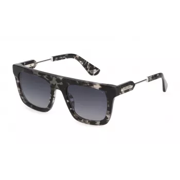 POLICE Herren-Sonnenbrille SPLF71-533KUY Schwarzer Rahmen Graue Gläser 53/21/145 mm UV400