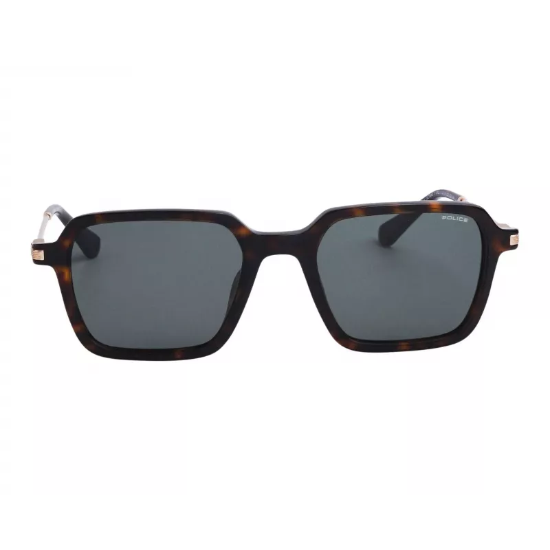 Police Herren-Sonnenbrille SPLL10-520700 Rechteckig Vollrand Schwarzer Rahmen Smoke Grey Gläser 52/20/145 mm