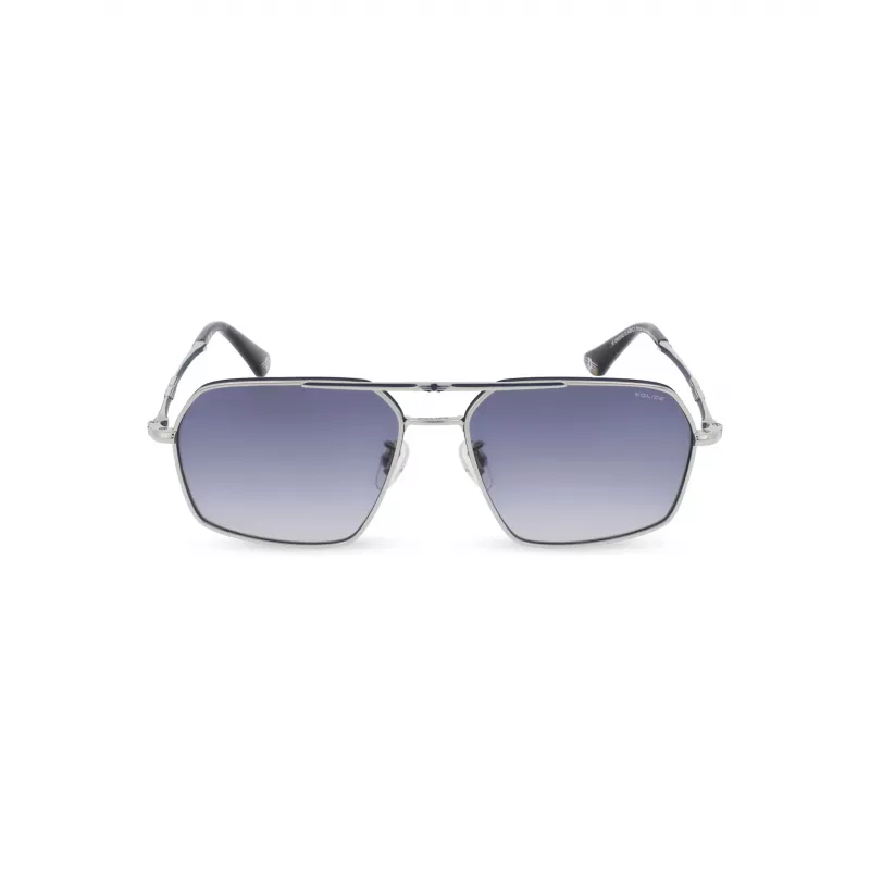 POLICE Herren-Sonnenbrille SPLL86M580F94 Dark Havana Square Acetatrahmen Grau Gradient Glas UV400 58/16/145 mm