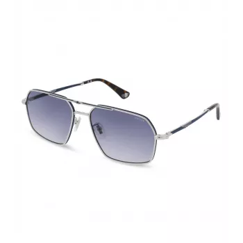 POLICE Herren-Sonnenbrille SPLL86M580F94 Dark Havana Square Acetatrahmen Grau Gradient Glas UV400 58/16/145 mm