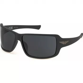 POLICE Herren-Sonnenbrille SPLN37M650I41 Pilot Rechteckig Metallrahmen Gunmetal Graue Gläser 65mm