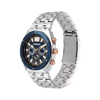 POLICE Herrenuhr 15995JSTBL61M 46mm blaues Zifferblatt blaues Lederarmband