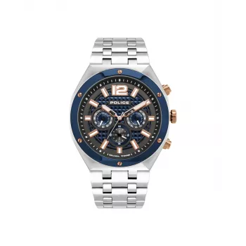 POLICE Herrenuhr 15995JSTBL61M 46mm blaues Zifferblatt blaues Lederarmband