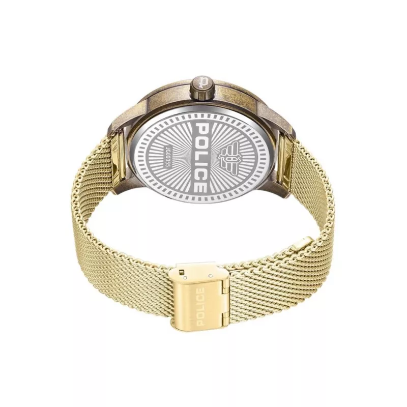 POLICE Herrenuhr Blaze Collection PEWJG0005504 44mm Edelstahlgehäuse Schwarzes Lederarmband Analog Quarz