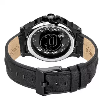 POLICE Herrenuhr Blaze PEWJA2108201 47mm schwarzes Zifferblatt Lederarmband