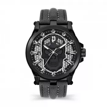 POLICE Herrenuhr Blaze PEWJA2108201 47mm schwarzes Zifferblatt Lederarmband