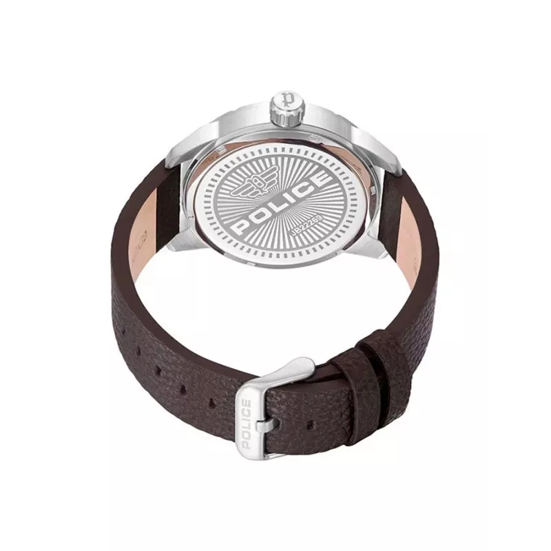POLICE Herrenuhr Blaze PEWJB2226902 45mm Edelstahl Blaues Zifferblatt Schwarzes Leder