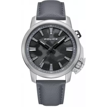 POLICE Herrenuhr PEWJD2202702 44mm blaues Zifferblatt braunes Lederarmband