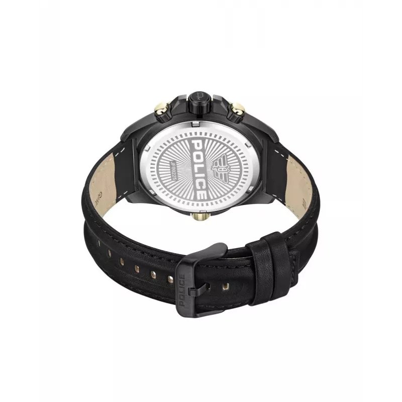 POLICE Herrenuhr PEWJF0022501 46mm Edelstahl Schwarz Leder