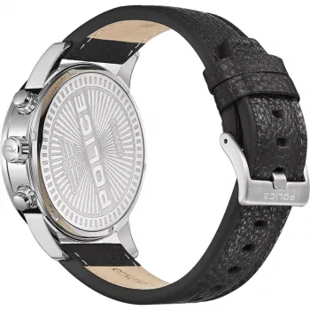 POLICE Herrenuhr PEWJF2203305 48mm Chronograph Schwarzes Zifferblatt Lederarmband