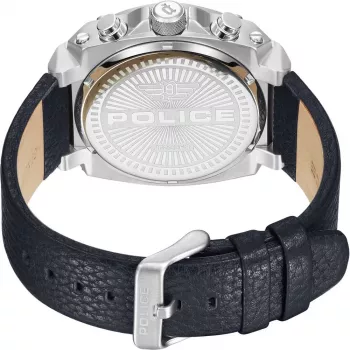 POLICE Herrenuhr PEWJF2226802 Blaze Kollektion 45mm Edelstahlgehäuse Schwarzes Lederarmband Analog Quarz