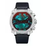POLICE Herrenuhr PEWJF2226802 Blaze Kollektion 45mm Edelstahlgehäuse Schwarzes Lederarmband Analog Quarz